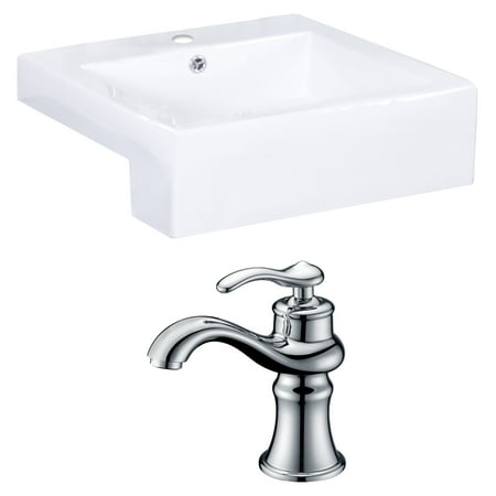 Rectangle Single Hole - American Imaginations 20-in. W x 20-in. D Rectangle Vessel Set In White Color With Single Hole CUPC Faucet