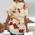 thumbnail image 6 of ASDFVBKG Women Summer Tops Comfortable Short Sleeve V-Neck Shirts Fashion Solid Relaxed Fit Loose Fit Outfits Red XL, 6 of 6