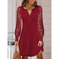 thumbnail image 5 of Fall Dresses for Women Lace Long Sleeve Elegant Slim Formal Party Dress Wine Red XL, 5 of 8
