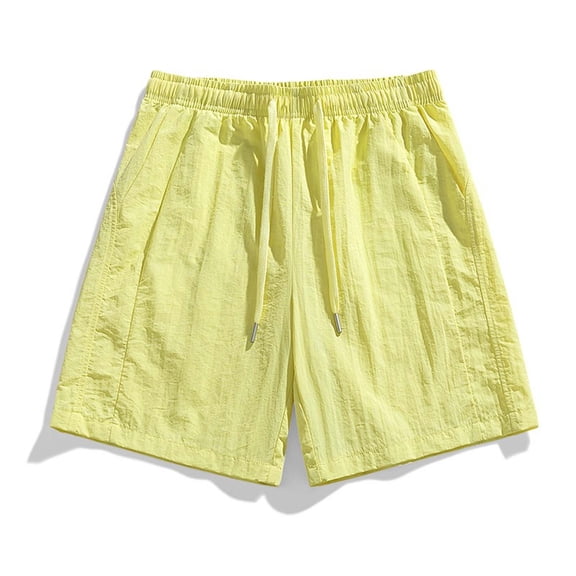 Men's Workout Running Shorts 7 Inch Lightweight Athletic Beach Shorts with Pockets No Liner Quick Dry Gym Active Shorts Yellow