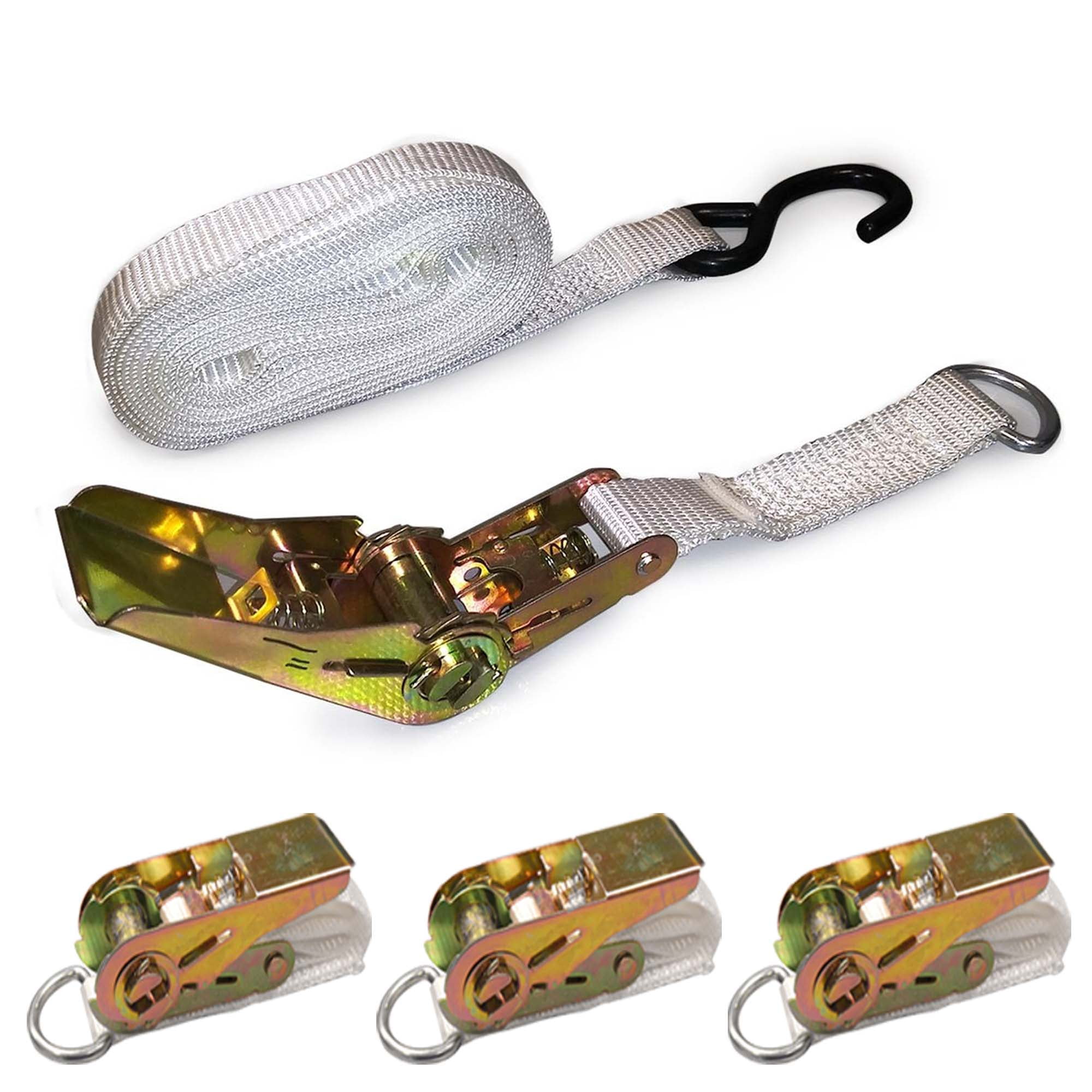 Moose Supply Ratchet Tie Down Strap with SHook, 1" x 13", 4 Pack