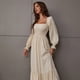thumbnail image 4 of Vestido largo cruzado de manga larga para mujer, escote cuadrado, cintura alta, vestidos de fiesta de cóctel, 4 of 6