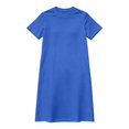 thumbnail image 4 of Women's Crew Neck T-Shirt Dress, Short Sleeve Relaxed Fit Straight Cut Mini Dress, Basic Casual Slimming Dress for Everyday Wear, Spring and Summer Outfits Blue L, 4 of 4