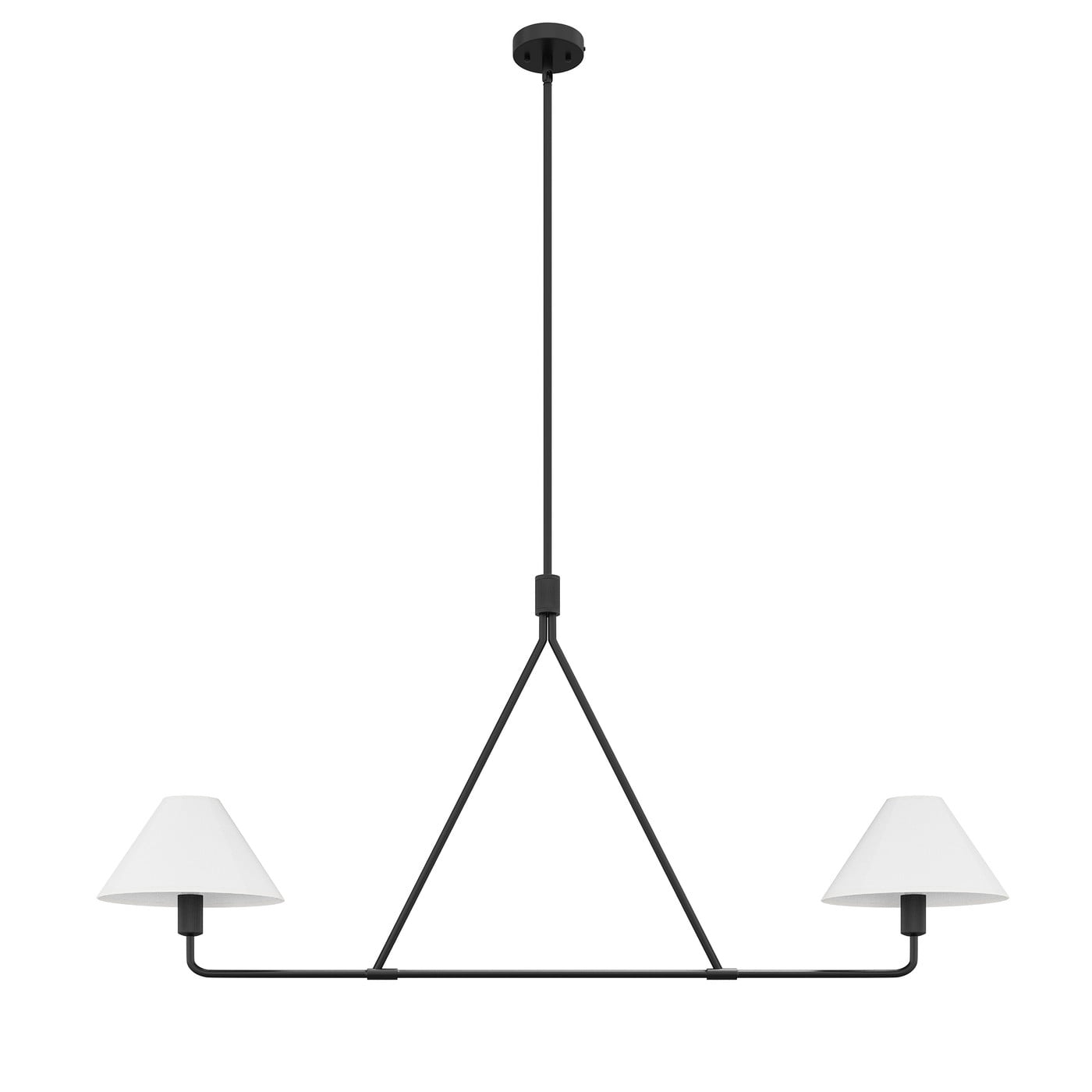 Aiwen Black Pendant Light Modern Linear Chandelier 2-Light Kitchen Island Lighting Fixture with Fabric Shade