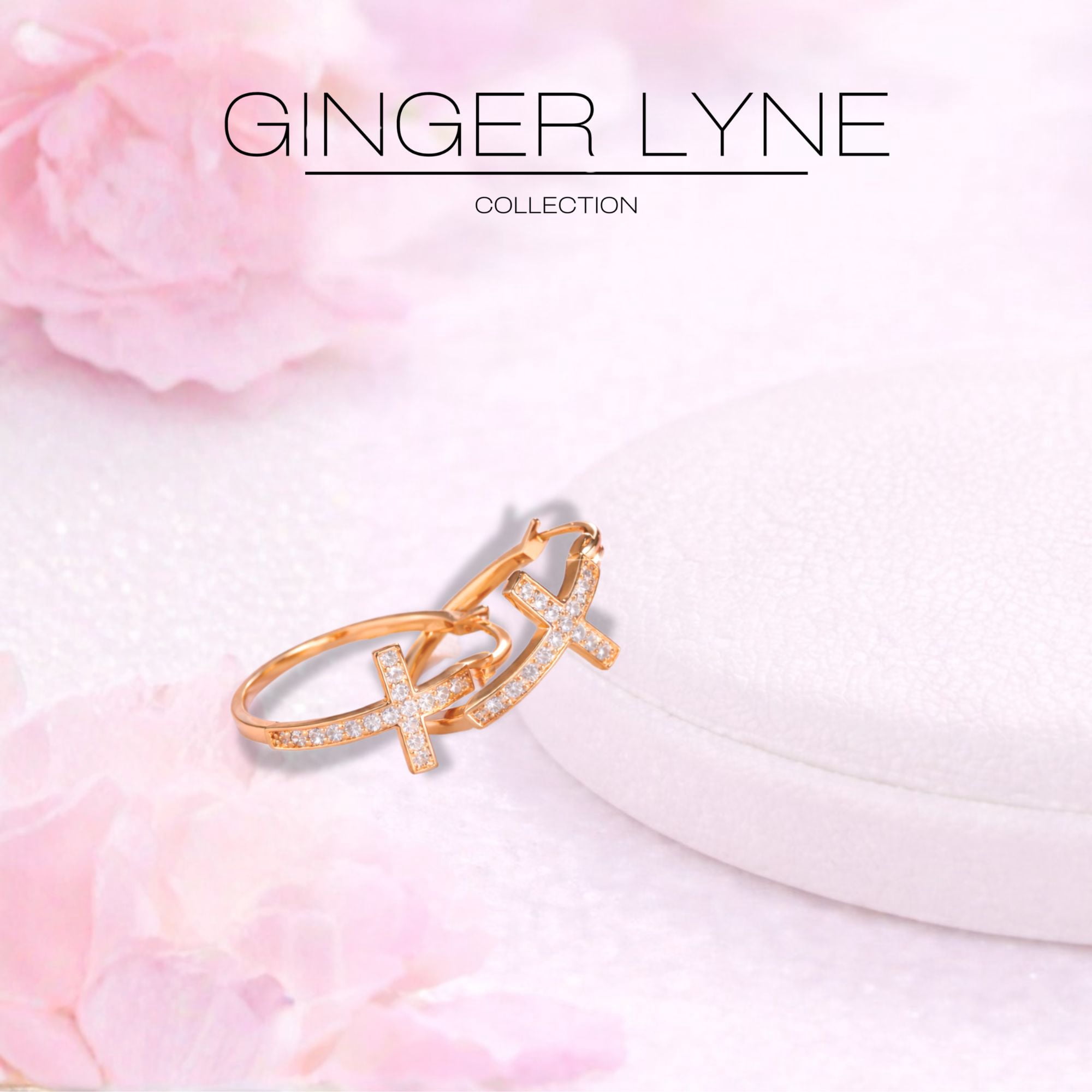 Cross Hoop Earrings for Women Cubic Zirconia Ginger Lyne Collection