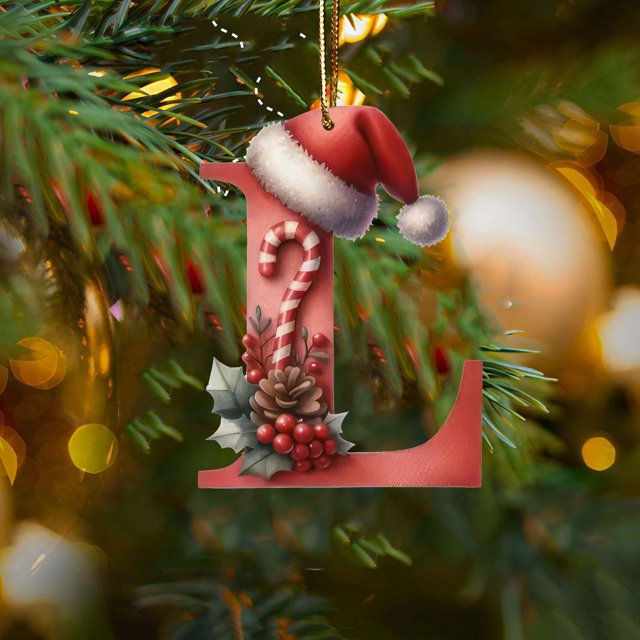Mashaouyo Home Decor 26 Christmas Letter Decorations A To Z (without H And V) Hanging Christmas Tree Pendant Alphabet Letters Named Alphabet Decorations Christmas Tree Decorations