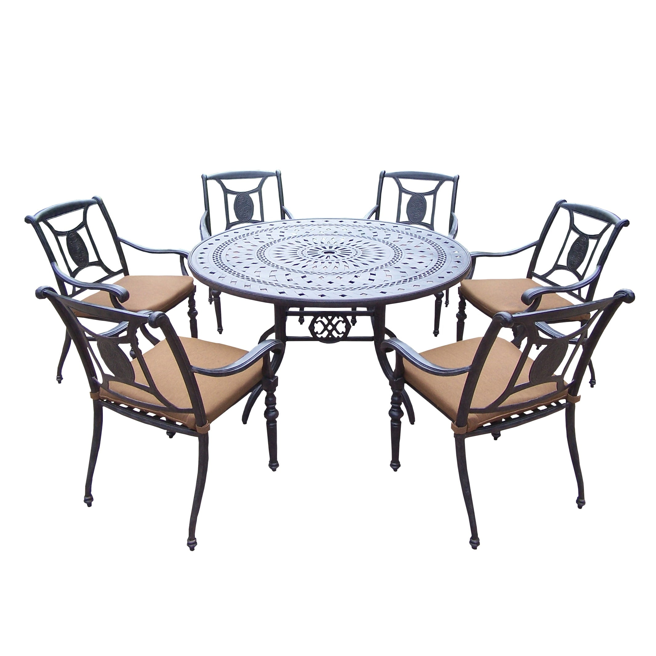 Oakland Living Corporation 7 pc Dining Set, with Round Table, 6