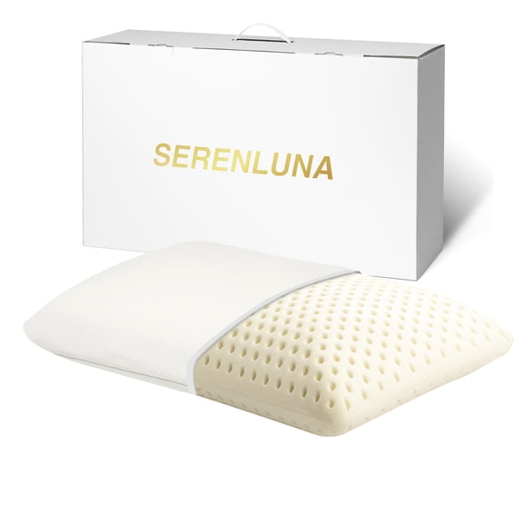 SerenLuna 100% Natural Talalay Premium Latex Pillow, Removable Cotton Cover Bed Pillows for Sleeping