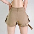 thumbnail image 5 of Sngxgn Women's High Waisted Jean Shorts Flap Pocket Cargo Denim Shorts(Khaki,M), 5 of 7