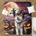 thumbnail image 4 of Spooky Halloween Night Witch Akita Glowing Pumpkins Cozy Sherpa Blanket Inu Dog Lover Warm Soft Throw Blanket - 12015, 4 of 5