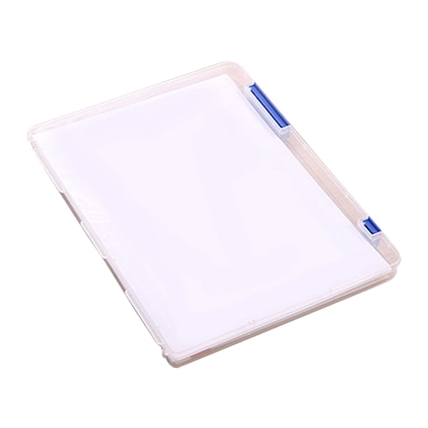 Injueey Caja de almacenamiento transparente para archivos A4, estuches de documentos de plástico transparente, organizadores de papel de escritorio de Almacenamiento y organización del hogar azul Injueey JJ2620-03