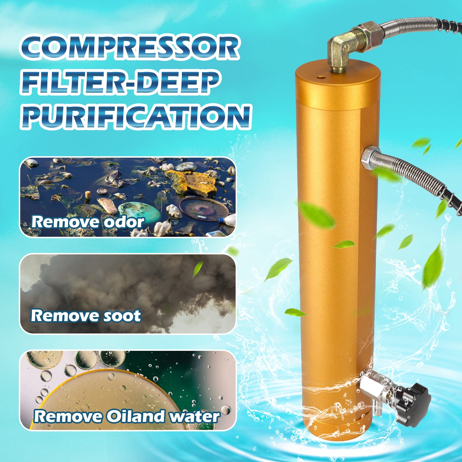 PCP Air Compressor Oil Water Separator 30Mpa High Pressure Air Filter External Water Oil Separator Filtration for Air Compressor Air Pump