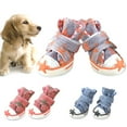 thumbnail image 4 of Waterproof 4pcs/set Wear-resisting Autumn Winter Outdoor Anti-slip Casual Style Pet Denim Shoes Pet Booties Puppy Sneaker Dog Shoes GREEN 6, 4 of 8