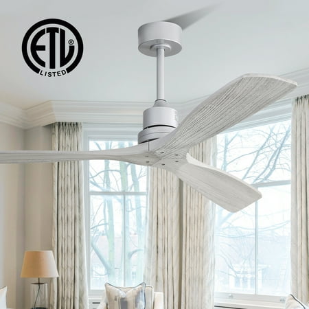 

Sofucor 52 Ceiling Fan with Remote Control no Lights 3 Blades Reverse Airflow Silver
