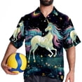 thumbnail image 4 of Starry Unicorn Men's Short Sleeve Poplin Button Down Shirts - Casual Printed Summer Beach Tops for Men, 4 of 6