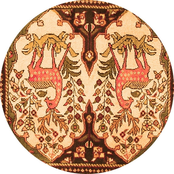 Ahgly Company Indoor Round Persian Orange Traditional Area Rugs, 5' Round