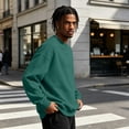 thumbnail image 6 of Dwellite Men's Crewneck Sweater Long Sleeve Pullover Sweaters Business Casual Lightweight Stretch Sweaters for Fall Winter Dark Green XL, 6 of 9