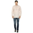 thumbnail image 4 of Embroidered Cotton Dress Mens Short Kurta Shirt India Fashion Clothes (Beige, M), 4 of 6