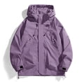 thumbnail image 5 of Waterproof Windbreaker Jacket Women Plus Size Hooded Long Sleeve Solid Color Windproof Casual Adjustable Hem Raincoat Outdoor Mountaineering Parka Jacket, 5 of 8