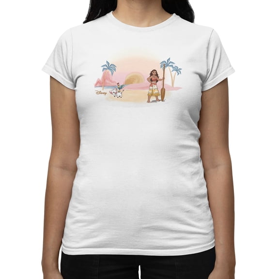 Disney Moana Beach Vibes Women's T Shirt (White, S-XXL)