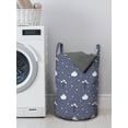 thumbnail image 3 of Winter Laundry Bag, Snowy Forest Along Tree Branches Childish Cold Weather Forest Woodland, Basket with Handles Drawstring Closure for Laundromats, 13" x 19", Ceil Blue Grey and White, by Ambesonne, 3 of 4