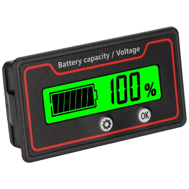 Luz del Medidor de Batería, Pantalla de Capacidad Segura para Disco Duro Alarma Lcd Hdd Caddy Medidor de Voltaje para Vehículo Eléctrico 12-84Vverde