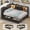 Black, variant on HiJob Twin Size L-Shaped Corner Bed Frame with Upholstered Storage Headboard and LED Lights, Metal Daybed with Charging Station and Drawers, Black