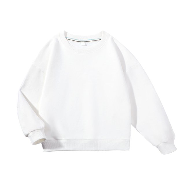 Sudadera para niños Cuello redondo Manga larga Moda Casual Niños Cuello redondo Jersey Top para niños y niñas Blanco 140 cm / 55,1 pulgadas