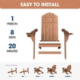 thumbnail image 6 of Adirondack Chairs Set of 2, Folding All-Weather HDPE Plastic Patio Chairs, Teak, 6 of 7
