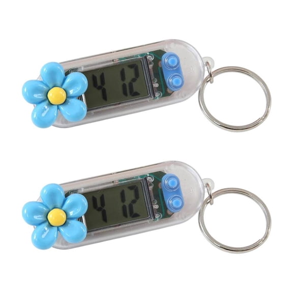 Cartoon Cute Transparent Mini Digital Watch Keychain Pendant Silent Study Timer for Students