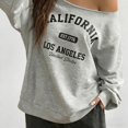 thumbnail image 2 of Arlun Women's off the Shoulder Sweatshirts Letter Graphic Oversized Long Sleeve Pullover Tops Loose Fit Soft Comfortable Casual Fashion Streetwear Fall Outfit 2026 1-Grey XS, 2 of 5