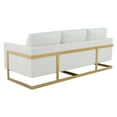 thumbnail image 6 of LeisureMod Lincoln 83" Modern Leather Upholstered Sofa With Gold Steel Frame in White, 6 of 7