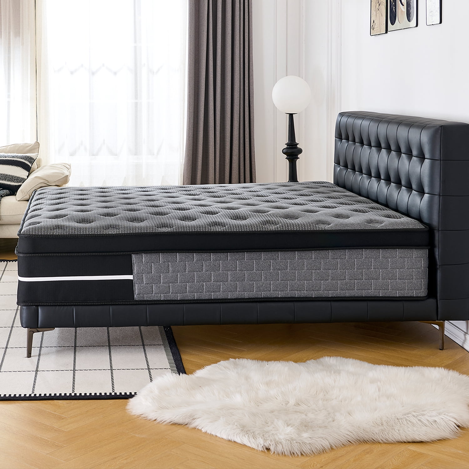 Lodeija 8" Twin Hybrid Mattress,5-Zone Pocket Springs with Motion Isolation,Medium Firm,Fiberglass-Free,Black