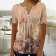 thumbnail image 2 of Endives Summer Shirts Short Sleeve Tops For Women 2025 Trendy Boho Floral Print Tunic V Neck Tshirt Casual Loose Blouse Womens Short Sleeve Tops, 2 of 5