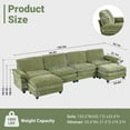 thumbnail image 5 of Ktaxon 157" W Sectional Sofa U Shaped Couch with Double Chaise Teddy Velvet Sleeper Set with 4 Oversized Seats Olive Green, 5 of 10