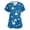 Blue, variant on Women's Fashionable V-Neck Short Sleeve Work Top with Double Side Slits and Pockets, Retro Floral Print Blouse for Nursing, Uniform, and Casual Workwear,Beige,M