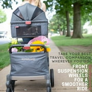 Wadabuggy Premium Pet Stroller, Cart, Pet Caddy, Compact Fold, Large Basket, 2 Drink Holders, Zipper Pocket, Adult, Gray