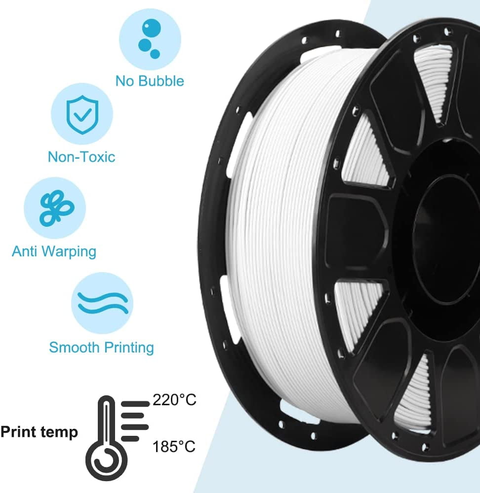 Official 3D Printer Filament Ender PLA Filament 1.75mm, No-Tangling, Strong Bonding and Overhang Performance Dimensional Accuracy +/-0.02mm, 2.2lbs/Spool（White）