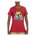 thumbnail image 2 of Wild Bobby Dean Russo Neon Colorful Pug Dog The Bulldog Dog Lover Women Graphic Tee, Red, XX-Large, 2 of 5