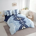 thumbnail image 3 of Manfei Ancient Aztec Theme Twin Bedding Sets 7pcs,Blue Geometric Geometric Bedding Comforter Set 7pcs,Boho bohemian Flower Sheet Sets,Microfiber Bedroom Decorative Reversible, 3 of 7