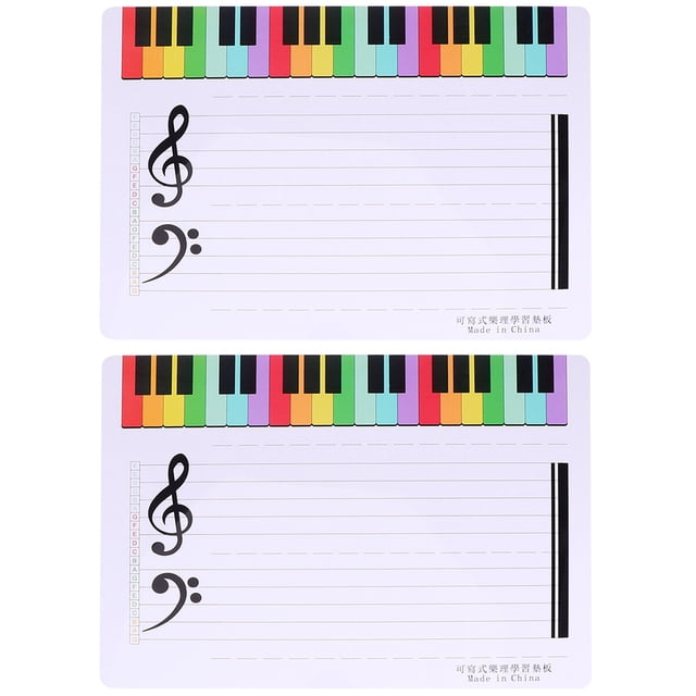 2 piezas de personal de escritura borrable Tablero blanco Tablero de práctica de enseñanza de música (blanco)