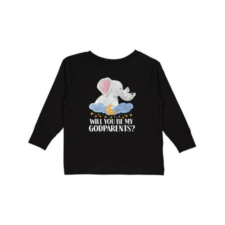 

Inktastic Will You Be My Godparents Elephants Moon and Stars Gift Toddler Boy or Toddler Girl Long Sleeve T-Shirt