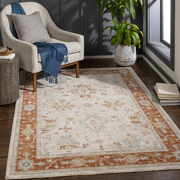Hauteloom Tsawwassen Living Room, Bedroom Area Rug - Traditional - Rust, Olive, Mustard - 7'10" x 10'2"