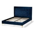 thumbnail image 4 of Bowery Hill Tufted Modern Velvet Platform Queen Bed in Navy Blue, 4 of 8