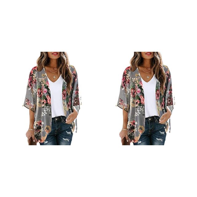 Guardurnaity Tops de verano para mujer, ropa frontal abierta con flores para clima cálido, para viajes, playa al aire libre, informal, ocio, blusa cómoda, Type15 NO15 Guardurnaity CBP491814