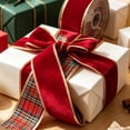 thumbnail image 5 of Christmas Wired Ribbon with Gold Trim, Plaid Fabric Ribbon Roll, Gift Wrapping Wreath Tree Decor, 5 of 6