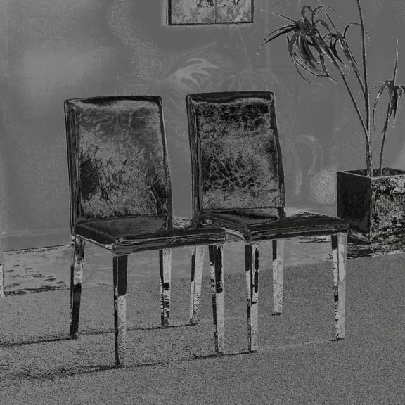 Set of 2 Black PU Dining Chairs with Silver Metal Legs - Ideal for Minimalist Homes