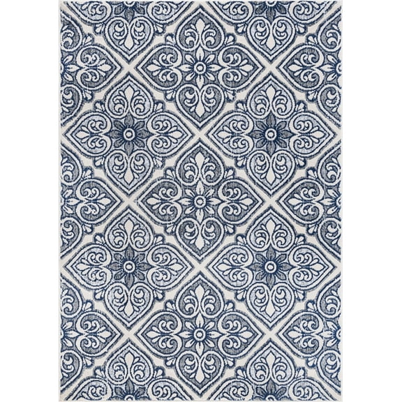 Tayse Madison Area Rug MDN4817 Traditional Cream Diagonal Blocks 5' 3" x 7' 3" Oval