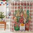 thumbnail image 6 of Xmas Poinsettia Winter Plants Red Buffalo Plaid Shower Curtain for Bathroom, Retro Linen Waterproof Shower Curtains Washable Quick Dry with Hooks Bathtub Curtains 72x72IN, 6 of 9