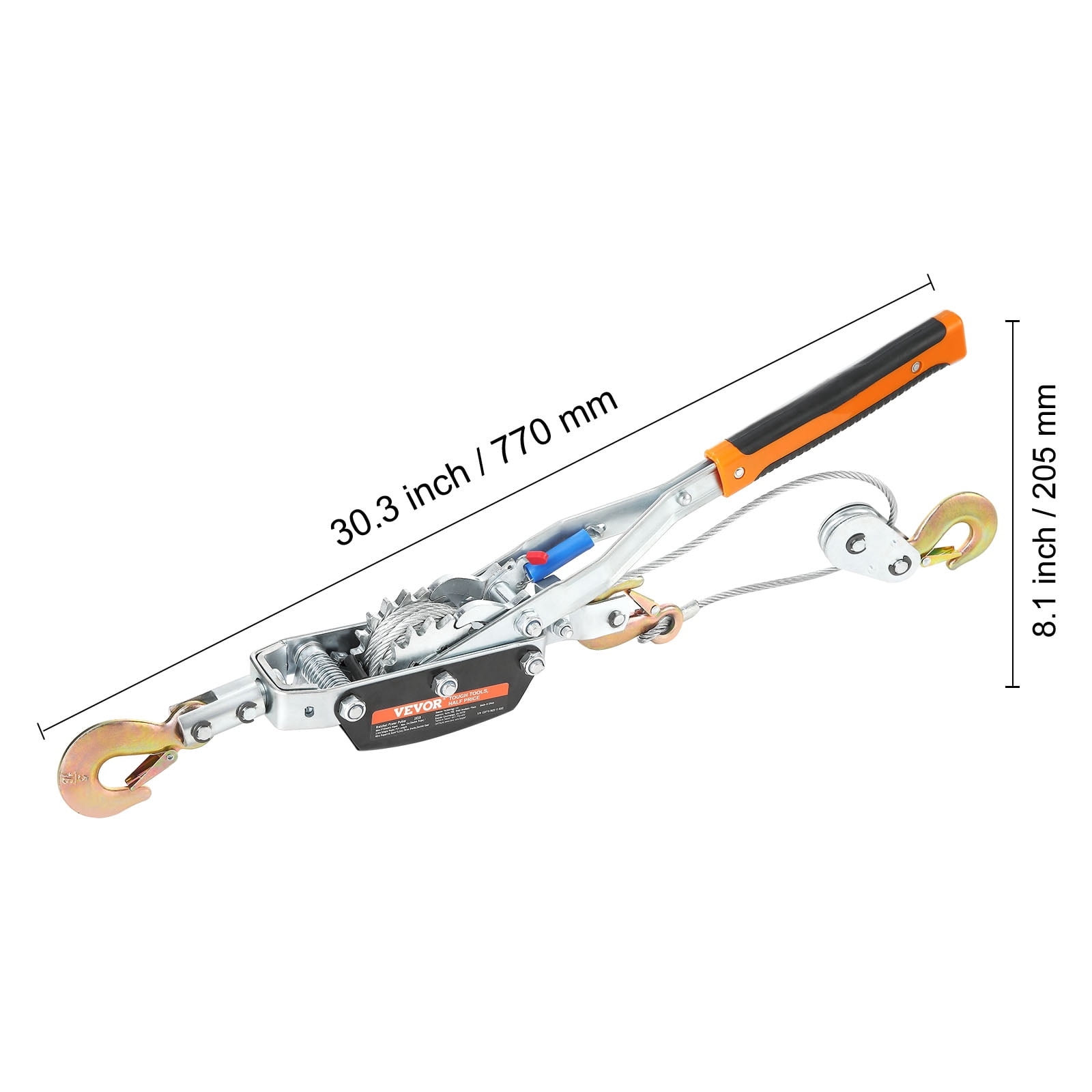 VEVOR Come Along Winch, 5 Ton (11,023 lbs) Pulling Capacity, 11.5 ft Steel Cable, 3 Hooks, Heavy Duty Ratchet Power Puller Tool with Dual Gears, Automotive Hoist Cable Puller Ideal for Vehicle Rescue